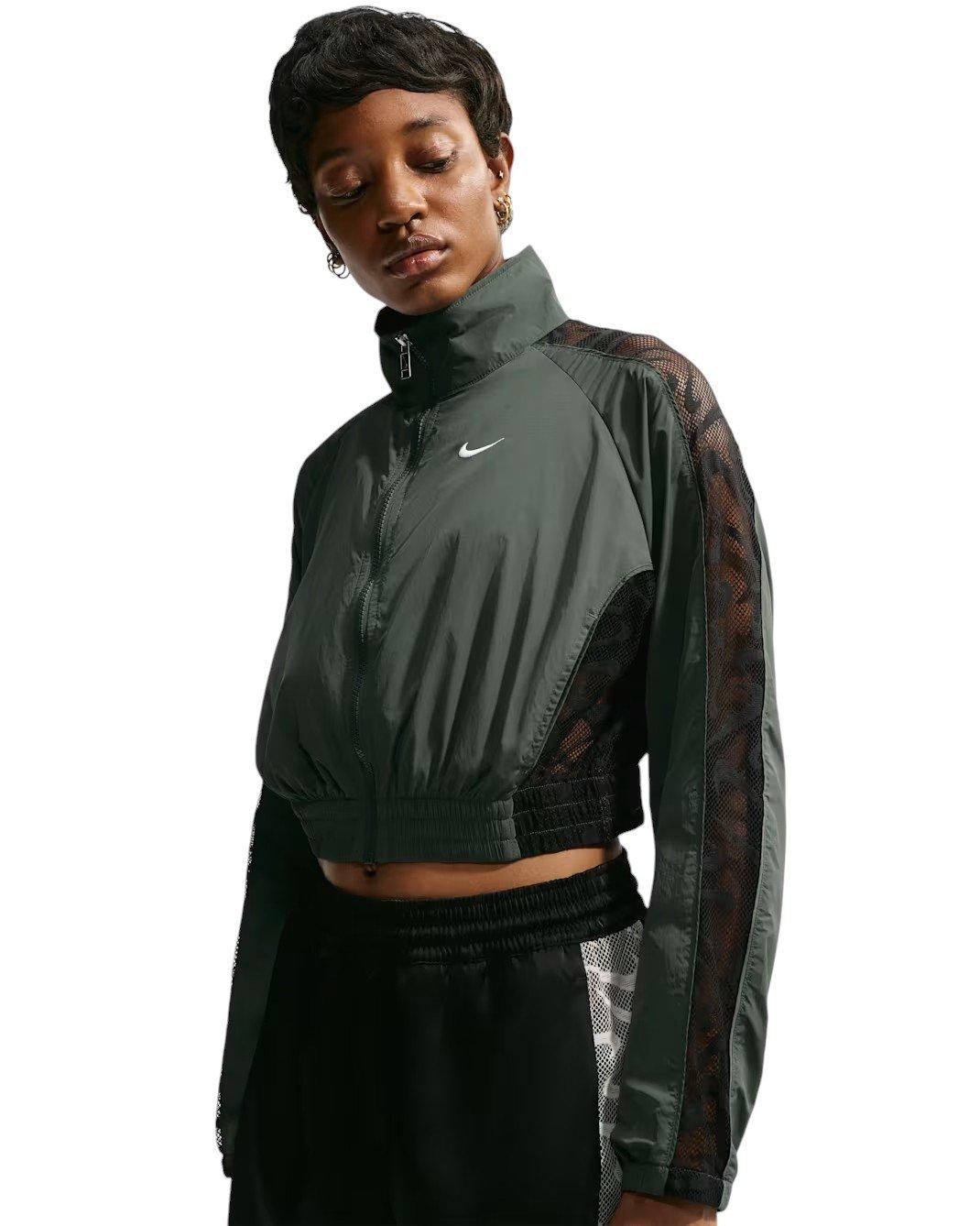 Nike Women's Sportswear Cropped Lace Track Jacket - Camo Green - CAMO GREEN